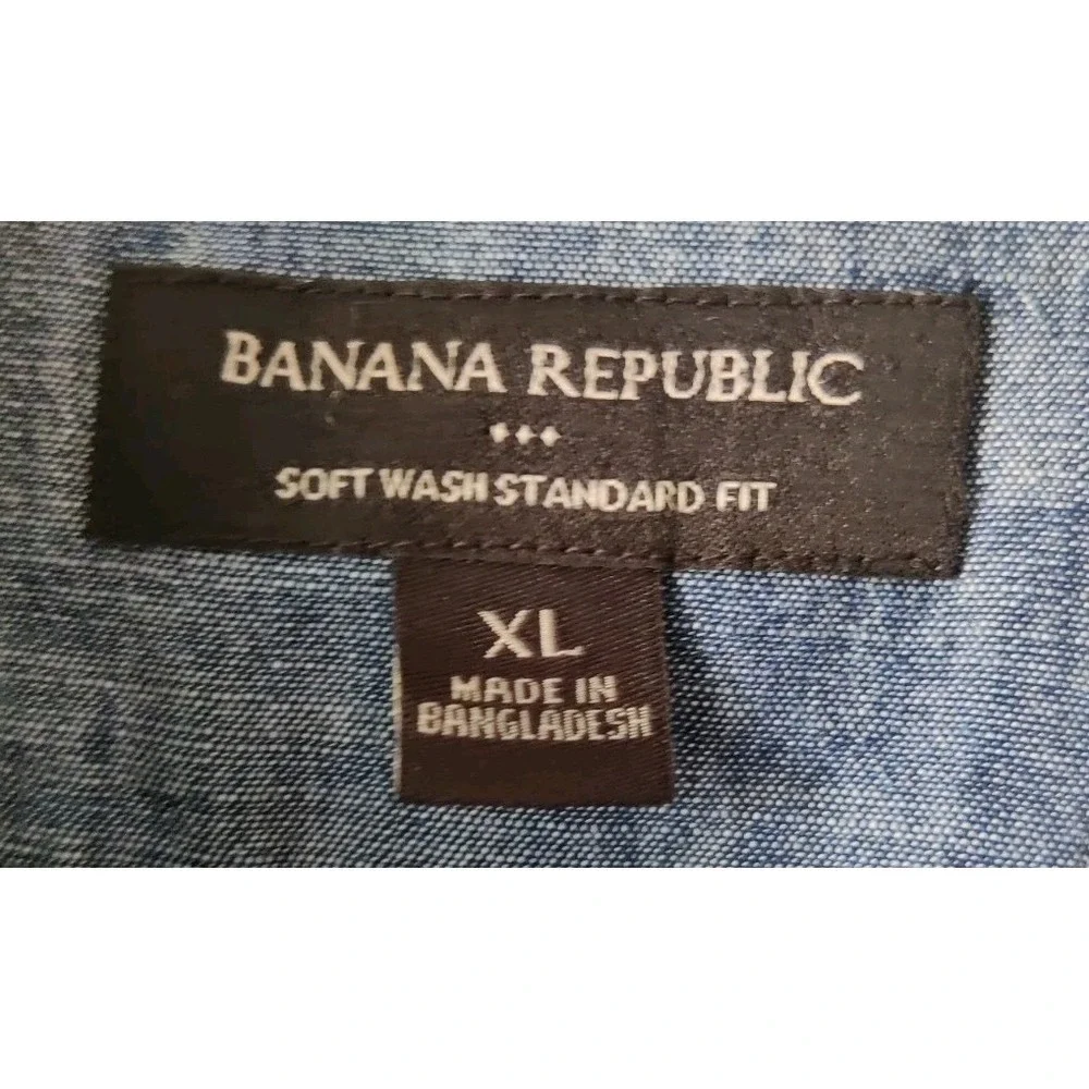 Banana Republic Men's Soft Wash Standard Fit 100% Cotton Blue‎ Pattern Size XL
